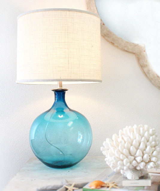 Bali Ball Lamp Sky Blue Transitional Table Lamps by Bliss Home