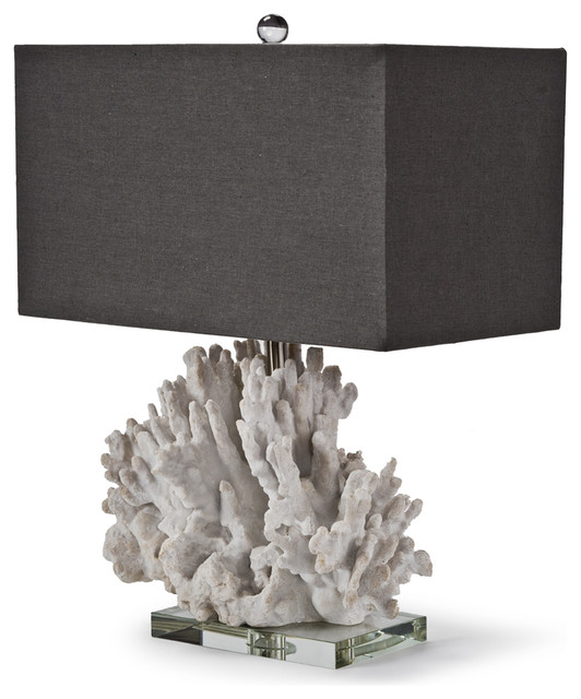 Monterey Coastal Beach Charcoal White Coral Table Lamp Beach Style