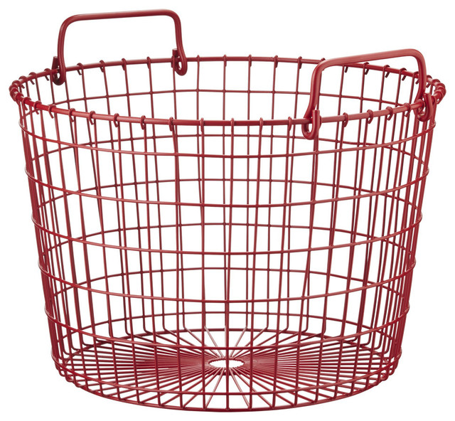 Red Round Wire Basket Contemporary Baskets by Rejuvenation