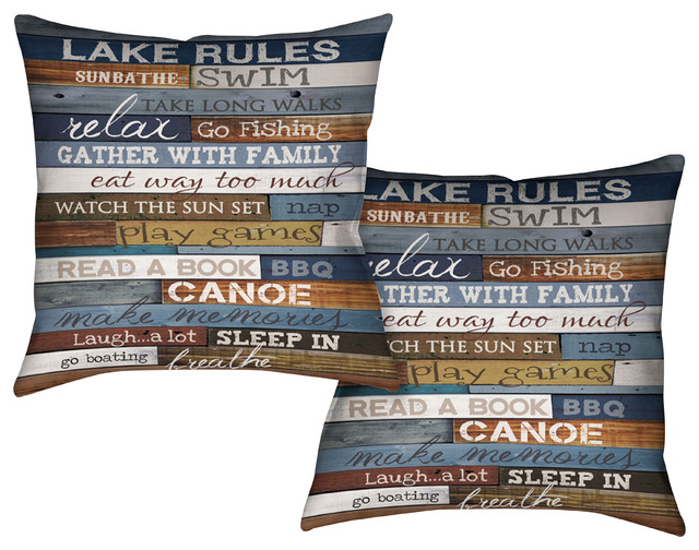 Lake Rules Decorative Pillow - Beach Style - Decorative Pillows - by Laural Home
