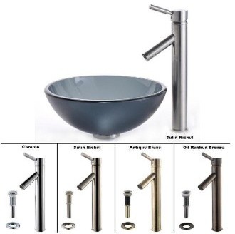 ... Black Glass Vessel Sink and Sheven Faucet Chrome modern-bathroom-sinks