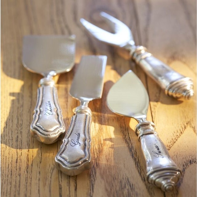 Antique Silver Cheese Knives Traditional Serving Utensils by