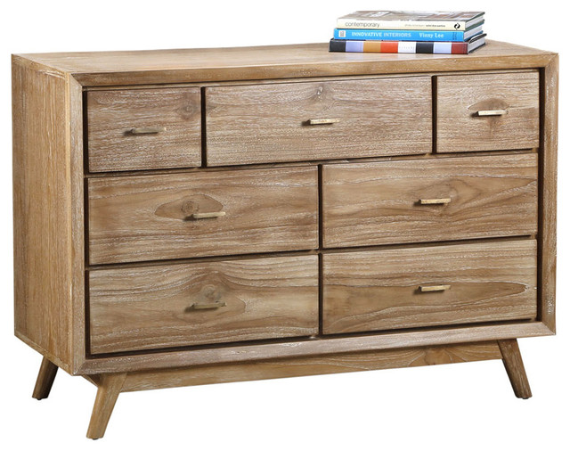 Cape Cod Whitewash Coastal Beach Modern Wood Dresser Beach Style