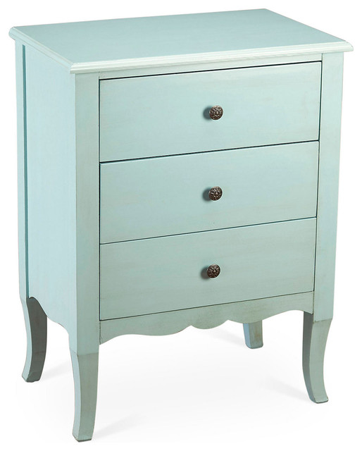 Hope 3Drawer Nightstand, Light Blue Contemporary Nightstands And