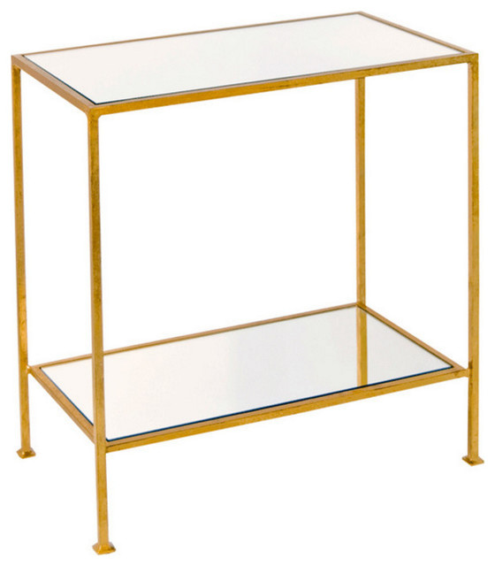 Plano 2 Tier Rectangular Side Table, Plano, Gold modern-side-tables 