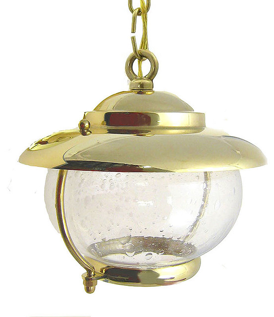 Garden Hanging Light Fixture, Polished Unlacquered Brass Traditional