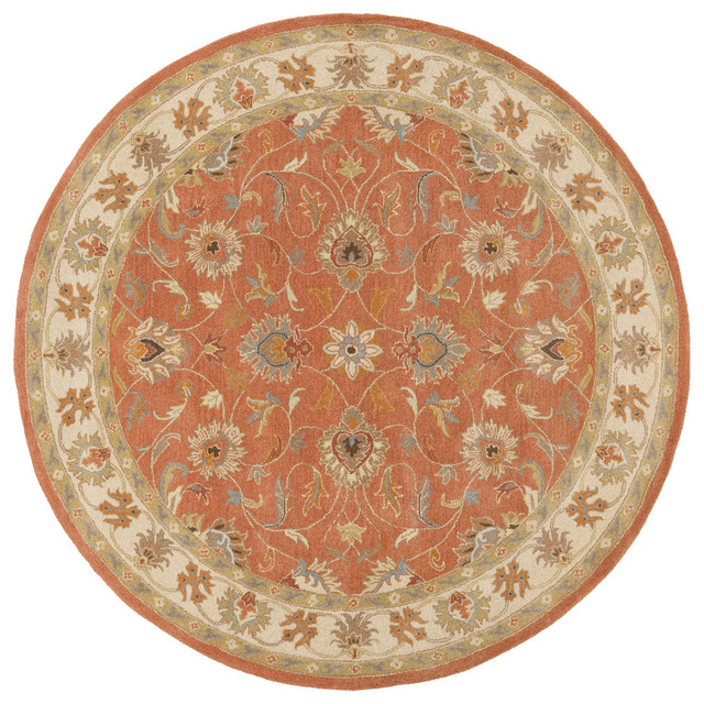 Surya Caesar Classic Traditional Burnt Orange 9'9" Round Area Rug