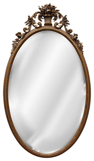 Oval Flower Basket Mirror, Antique Gold, Antique Gold - Victorian - Wall Mirrors - by CPI