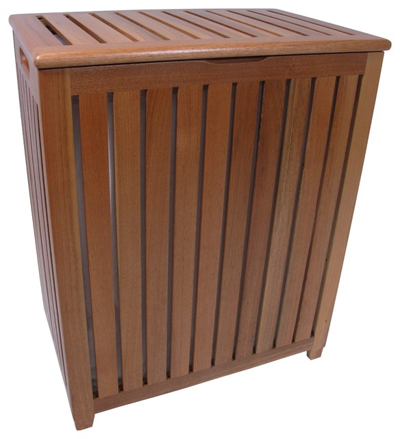 Genuine Teak Hamper With Laundry Bag traditionalhampers