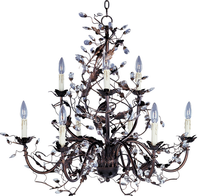 Oil Rubbed Bronze Leaf and Vine Crystal Chandelier Chandeliers Lighting