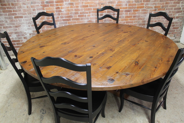 i made my round kitchen table out of reclaimed wood