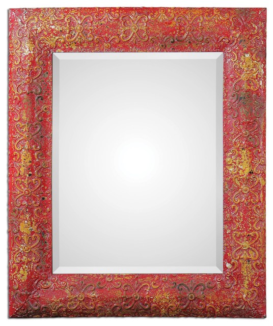 Uttermost Aeliana Red Mirror Mediterranean Wall Mirrors