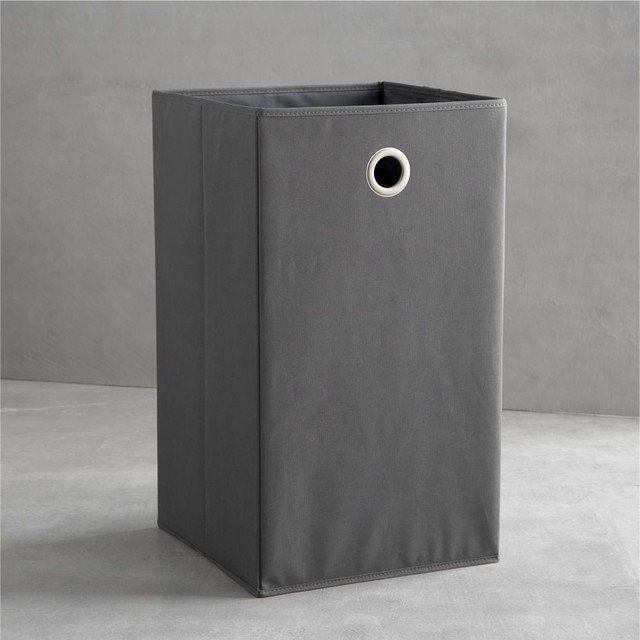 Grey Folding Hamper with Grommet Contemporary Hampers