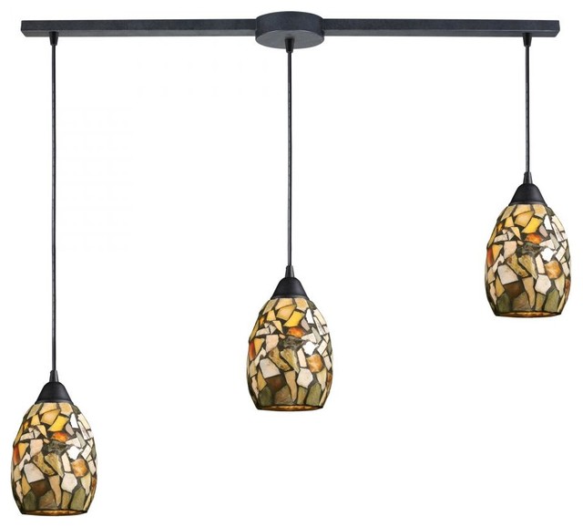 Three Light Dark Rust Multi Light Pendant craftsmankitchenislandlighting