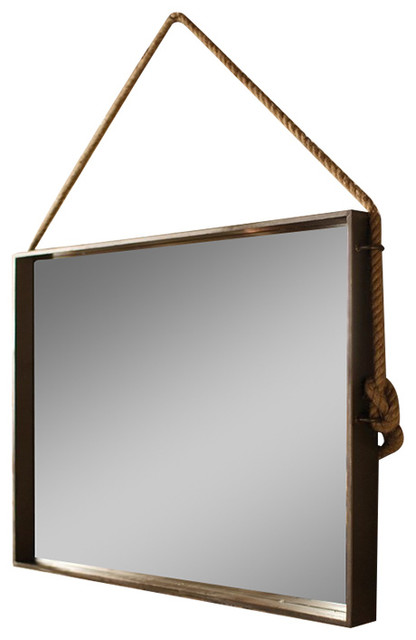 Large Rectangle Metal Mirror With Rope Hanger by Bseid ...