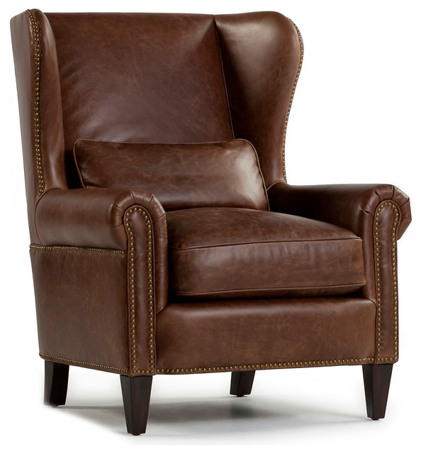 Brighton Leather Wingback Chair, Walnut traditional-armchairs-and