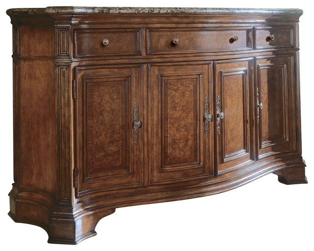 Dining Storage Credenza With Marble Top Traditional Buffets And
