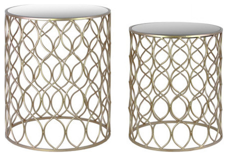 Metal Table, Metallic Champagne, 20x20x25