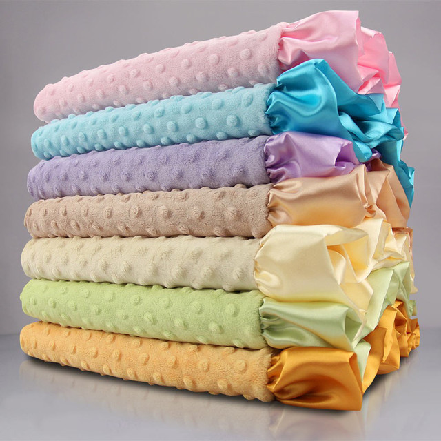 Velour Dot Baby Blanket with Satin Ruffle Modern Baby Bedding by Rosenberry Rooms