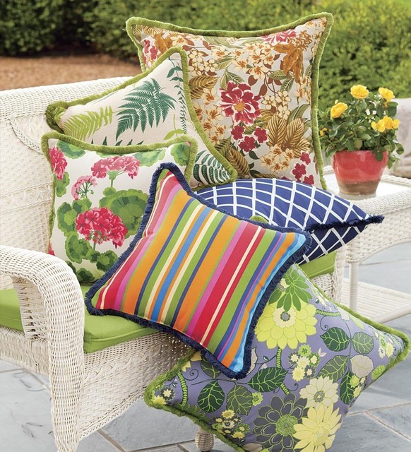 Fringe Outdoor Throw Pillow Contemporary Outdoor Cushions And