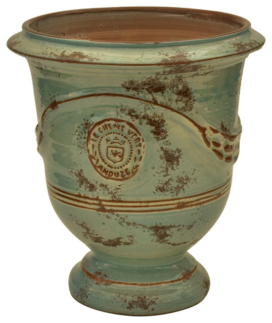 French Vase Anduze Celadon Antique Traditional Outdoor Pots And
