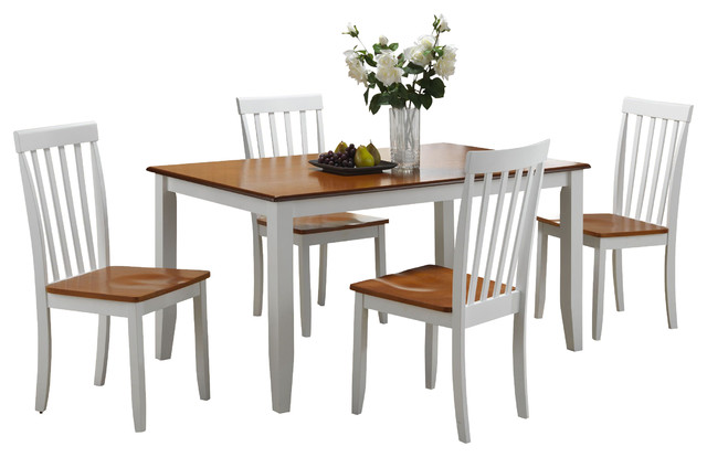 Boraam Bloomington 5 Piece Dining Set in White/Honey Oak - Modern - Dining Sets - by Beyond Stores