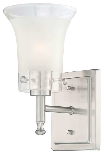 Nuvo Patrone 1-Light Vanity Fixture with Clear and Frosted Glass - Transitional - Bathroom ...