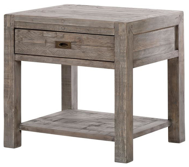 Bedside Table, Gray, Wood, Tracey Farmhouse Nightstands And Bedside