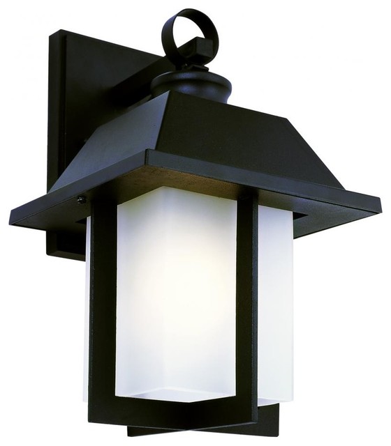 One Light Rust White Frosted Rectangle Glass Wall Lantern - Traditional - Outdoor Wall Lights ...