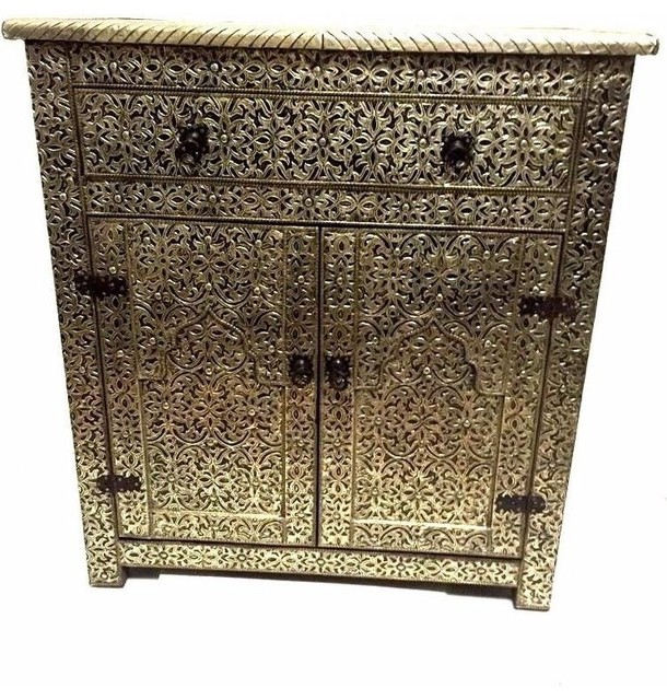 Moroccan Drawer Cabinet Table Silver Carved and Etched ...