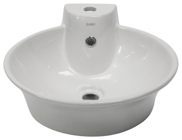 Round Ceramic ABove Mount Bath Vessel Sink With Single Faucet Hole ...