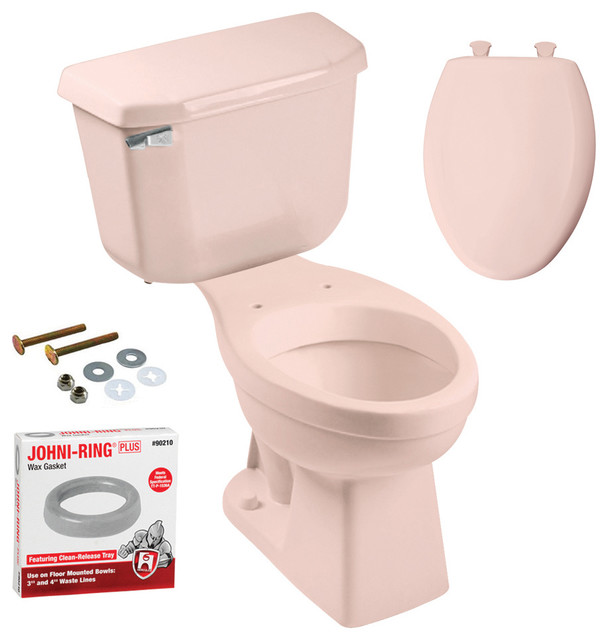 Peerless Pottery McKinley Elongated Toilet With Seat, Pink