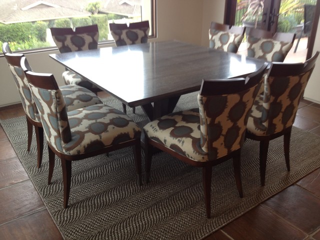 dining room with sisal rug