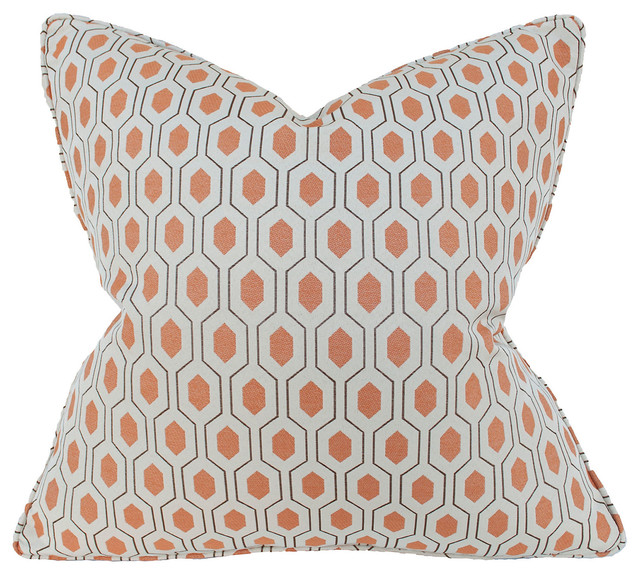 Euclid 22x22 Pillow, Apricot Contemporary Scatter Cushions