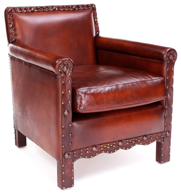 Liberty Original Chestnut Leather Club Chair Industrial Armchairs