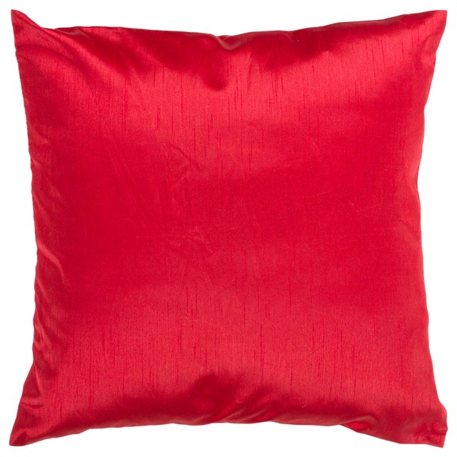 Surya Solid Luxe Solid Decorative Pillow with Down Fill 18 by 18 inches, Red - Decorative ...