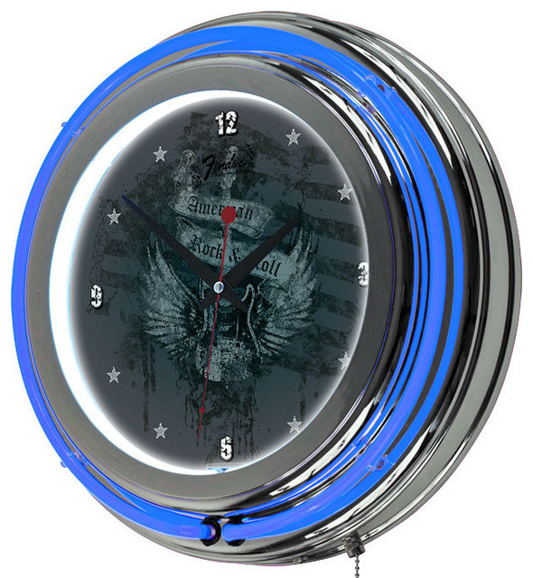 Fender American Neon Clock Contemporary Wall Clocks by DCG WholeSale