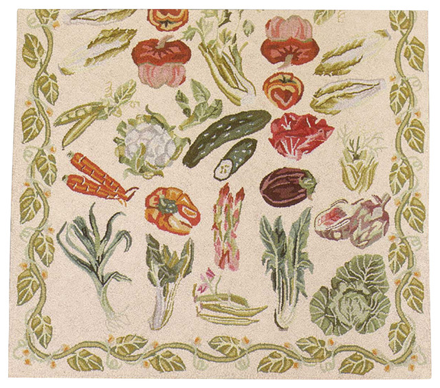 Kitchen Mats Wool Kitchen Mat Vegetable 99" L x 39" W traditionalrugs