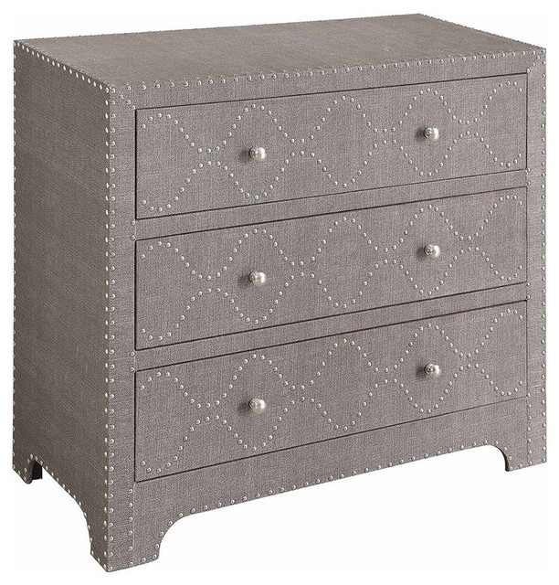 Gray Linen 3Drawer Chest Contemporary Accent Chests And