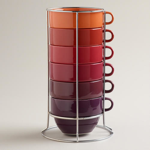 Jumbo Warm Ombré Stacking Mugs Contemporary Mugs by Cost Plus