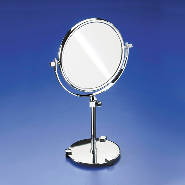 Pedestal Double Face 3x Gold Magnifying Mirror Contemporary