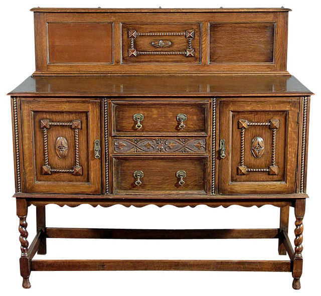 Oak Jacobean Buffet Sideboard Server Traditional Buffets And Sideboards