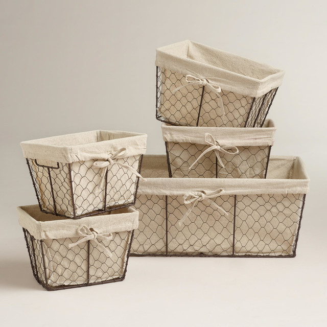 Charlotte Lined Wire Baskets Traditional Baskets by Cost Plus