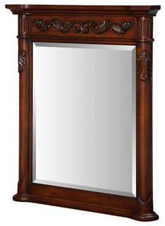 Warwick Mirror, 30" Antique Cherry - Traditional - Bathroom Mirrors 