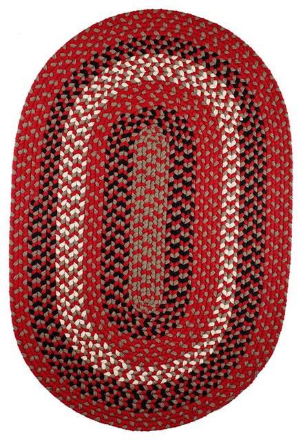 4' Round (Small 4x4) Rug, Red Brick Textured Braided - Farmhouse