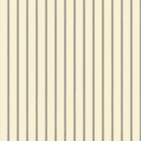 Ticking Stripe Wallpaper, Black & Cream, Sample - Traditional