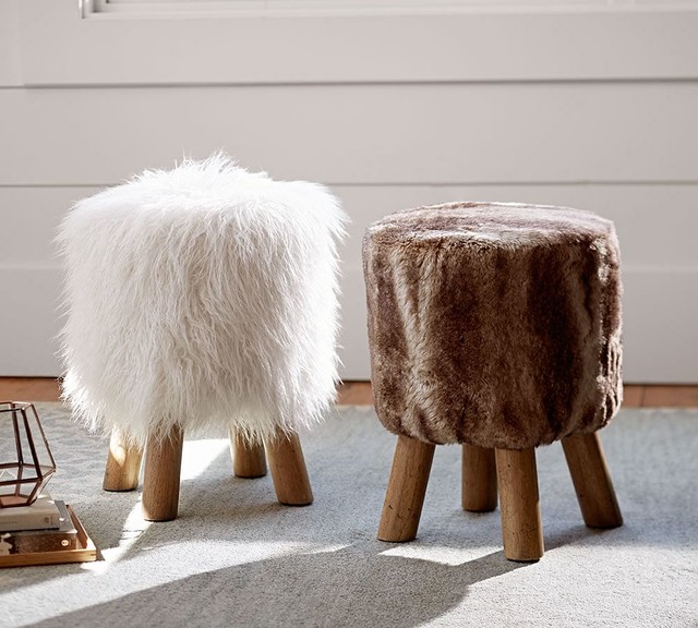 FAUX FUR STOOL - Contemporary - Vanity Stools And Benches - san