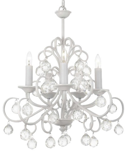 Bellora Wrought Iron Crystal Chandelier With Facet, White ...