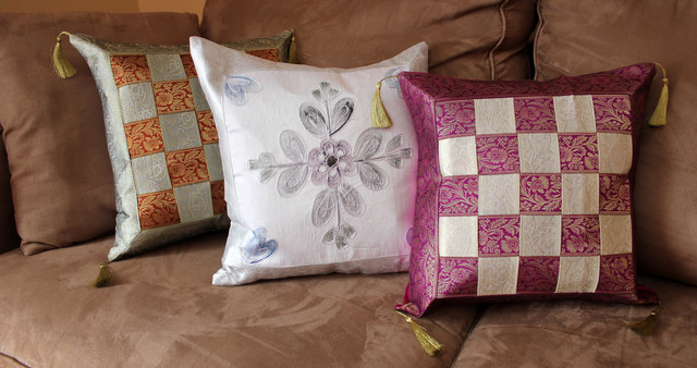 Fun Decorative Pillow Combinations - Asian - Decorative Pillows - boston - by Banarsi Designs