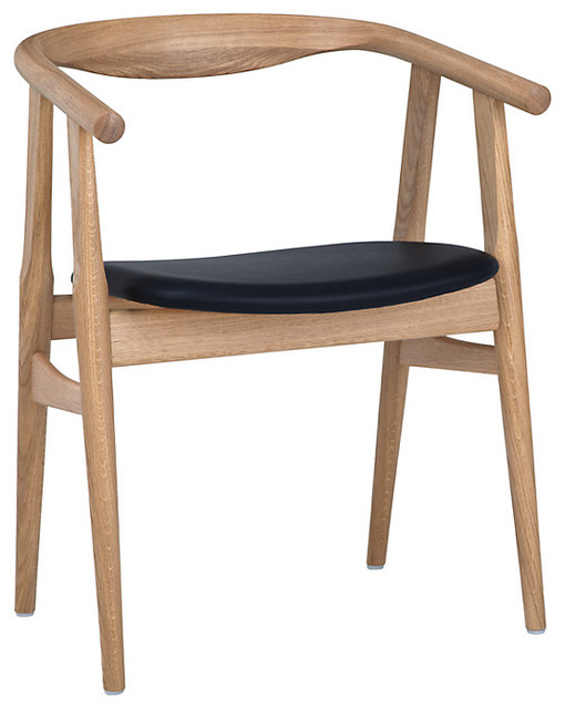 Hans wegner the "u" chair, oak/black leather retro ...
